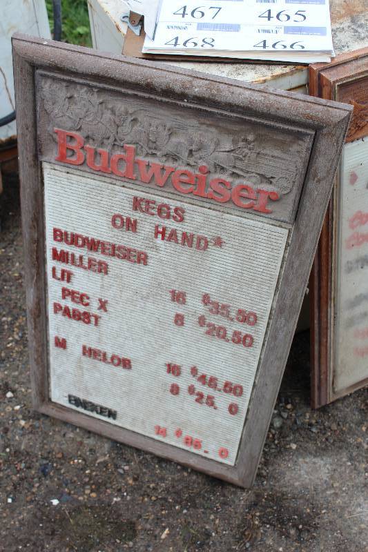 lot 465 image: Budweiser Message Board w Tab-in Fonts