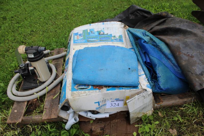 lot 324 image: Above-Ground Metal Frame Swimming Pool w Pump, Liner