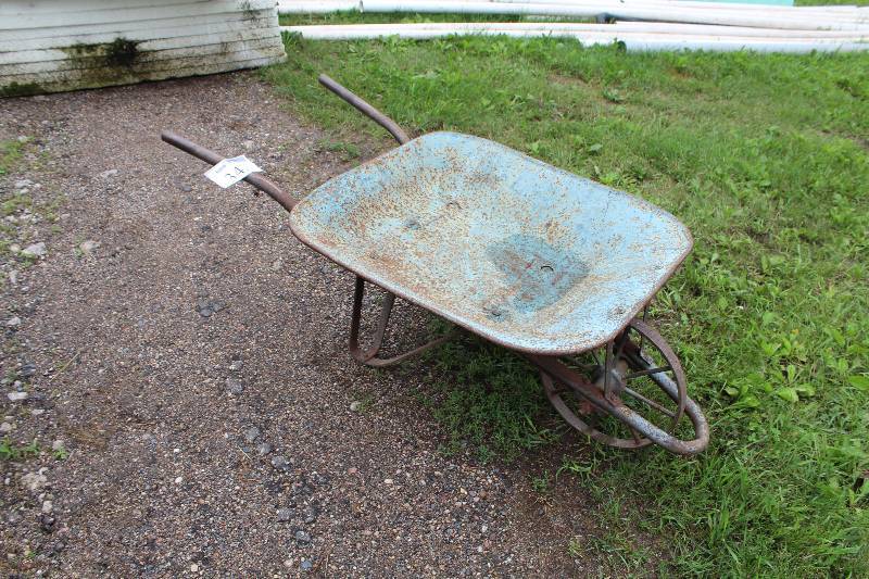 lot 342 image: Vintage Steel Wheel Wheelbarrow