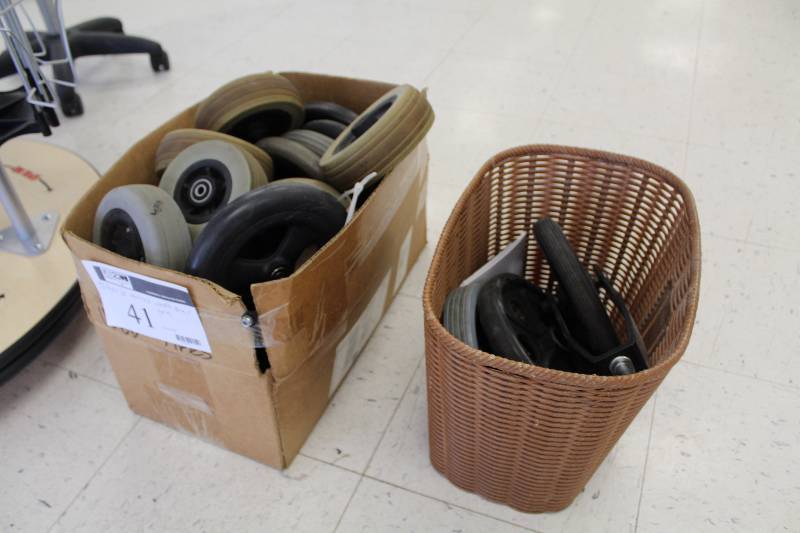 lot 41 image: Lot of (2) Boxes of Assorted Wheel Chair Wheels