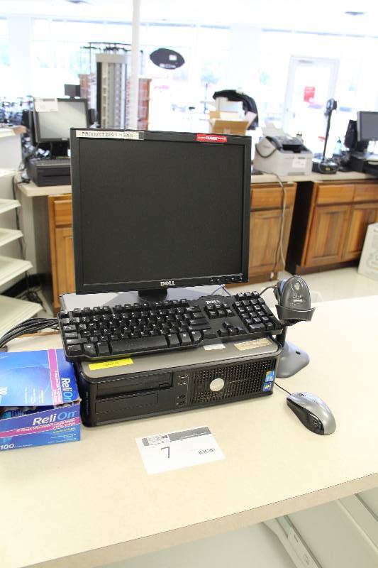 lot 7 image: Point of Sale System w Dell Monitor, Keyboard, Symbol Scanner, Topaz Systems Credit Card Scanner, Dell Optiplex 780m Computer