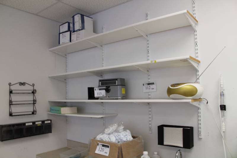lot 112 image: Wall Mounted Shelves w 4-shelves, 4-uprights, 14-brackets