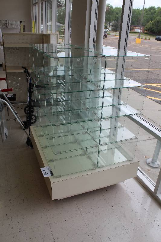 lot 156 image: 32-Glass Cube Commercial Display Rack