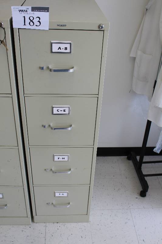 lot 183 image: Hon Locking 4-Drawer Metal File Cabinet
