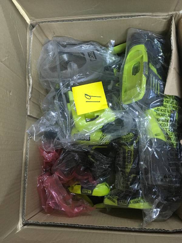 lot 19 image: RYOBI 18-Volt ONE Cordless Lithium Ion 6-Tool Combo Kit with (2) 1.5 Ah Batteries, Charger, and Bag in like anew conditions