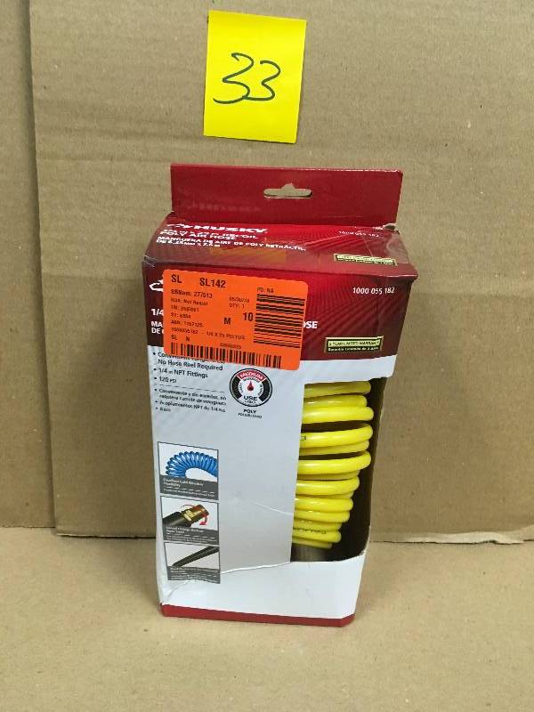 lot 33 image: HUSKY 14 in. x 25 ft. Polyurethane Recoil Air Hose