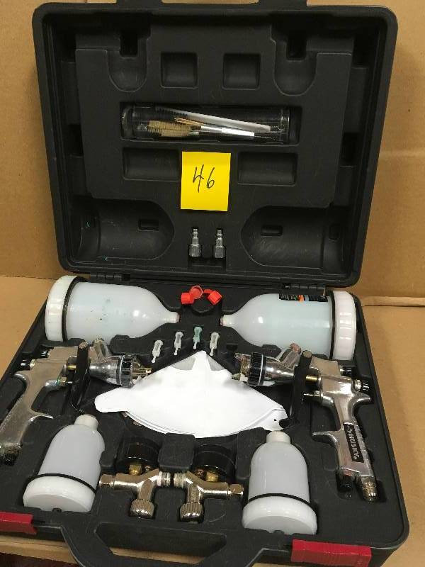 lot 46 image: HUSKY HVLP and Standard Gravity Feed Spray Gun Kit in good conditions
