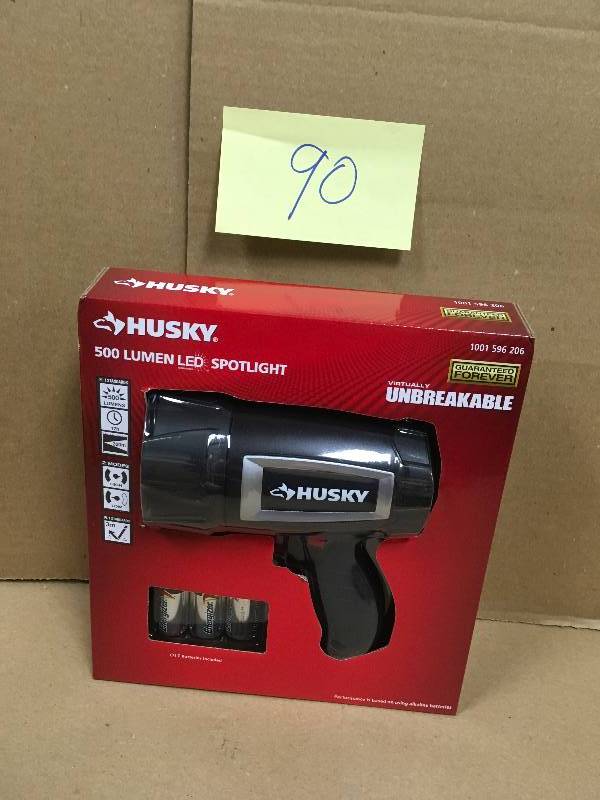 lot 90 image: Husky  500 Lumen LED Compact Unbreakable Spotlig... NEW