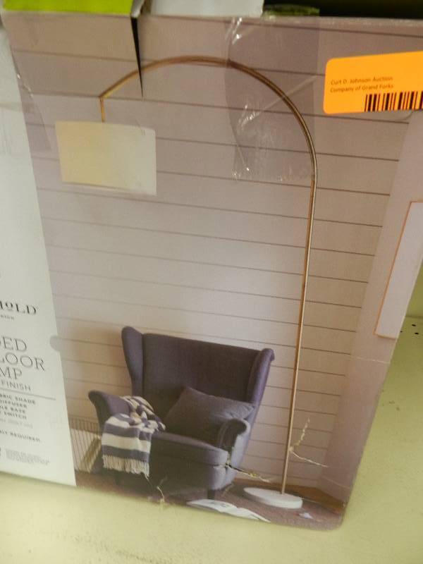 lot 92 image: THRESHOLD SHADED ARC FLOOR LAMP