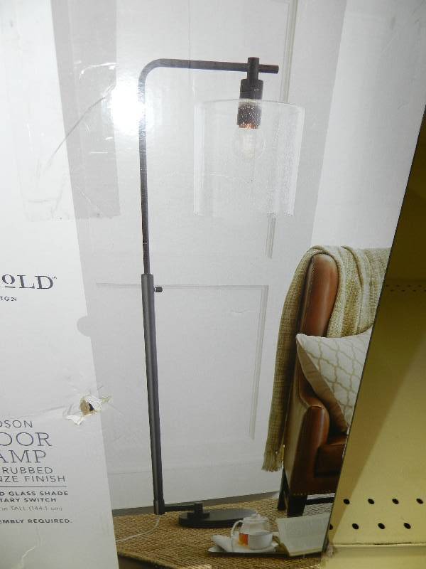 Threshold Hudson Floor Lamp Oil Rubbed Bronze Finish Glass Shade