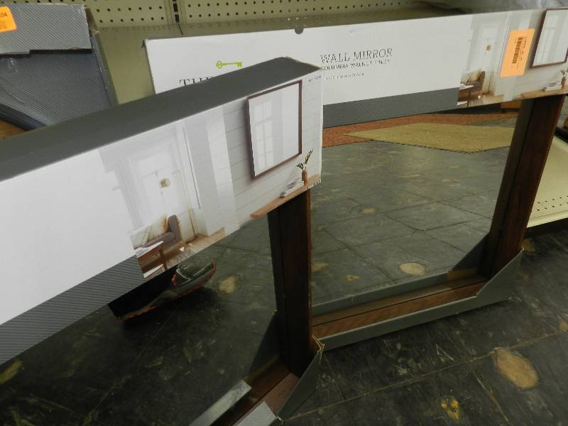 lot 105 image: TWO (2) COLUMBIA WALNUT FINISH WALL MIRRORS, 26 X 30