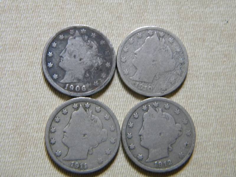 4 Liberty Head V Cents (Nickels)