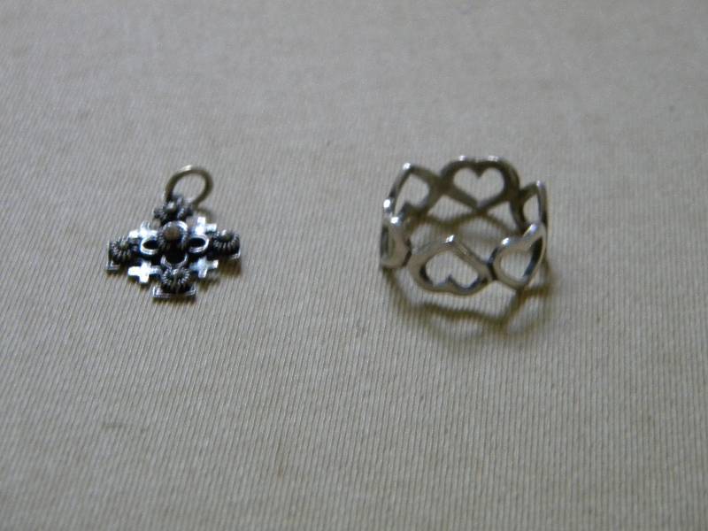 Sterling Silver Ring & 950 Silver Cross