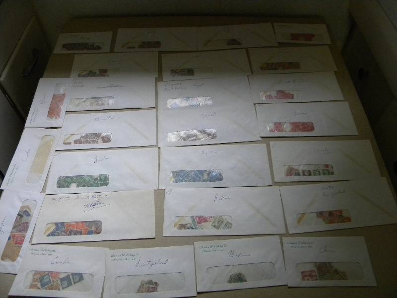 Foreign Stamps in Envelopes sorted by country