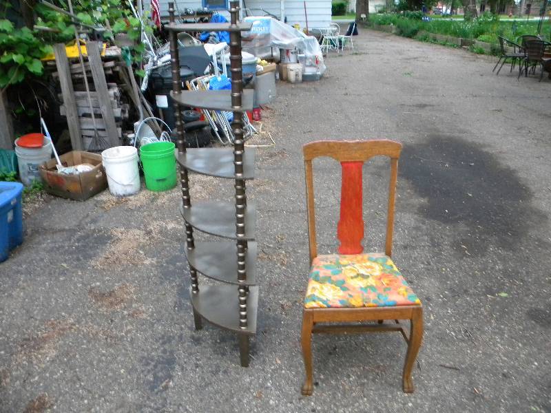 Oak Chair & Corner Shelf Stand
