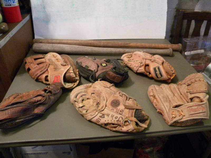 6 Baseball Gloves & 2 Bats