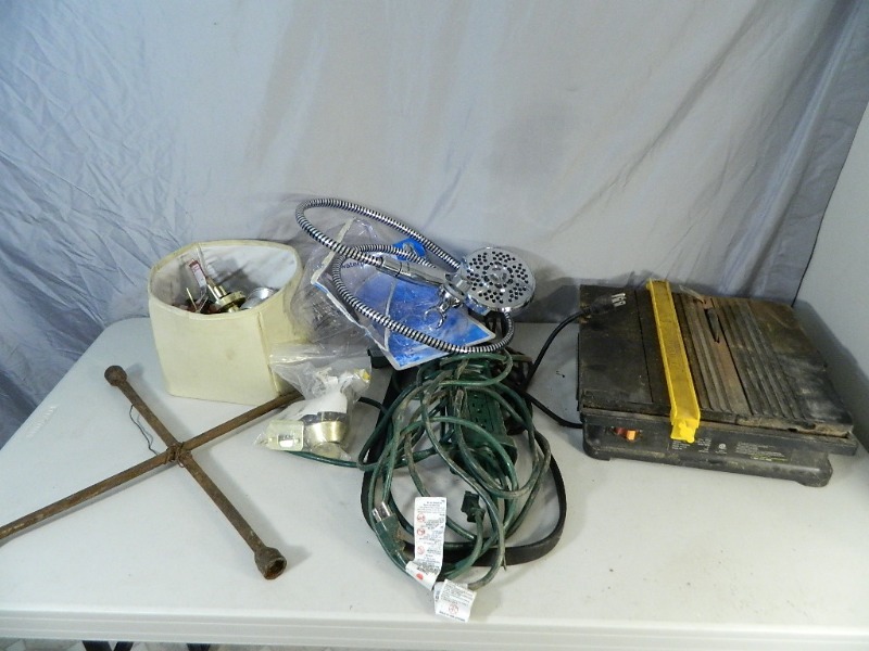 lot 52 image: Tile Saw, Door Knobs, More