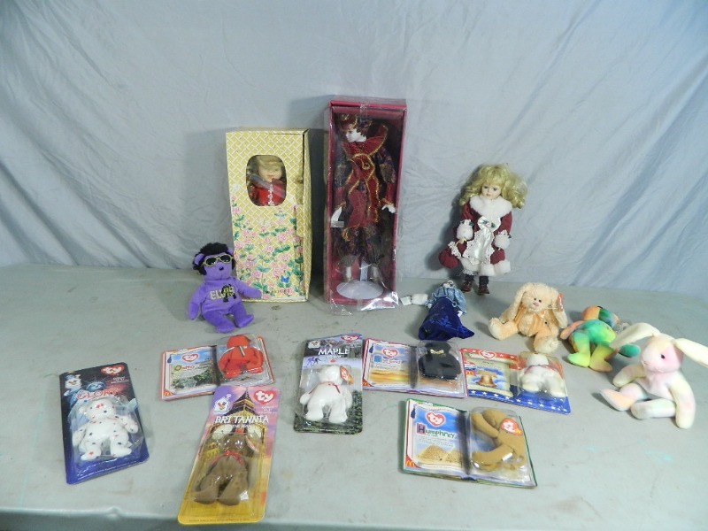 lot 60 image: Porcelain Dolls and Beanie Babies