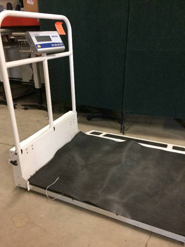 lot 2 image: Retails New $3000 Befour Medichoice Foldable 1000lb. Capacity Portable Single Ramp Digital Wheelchair Scale With Handrail - Excellent Working Condition  
