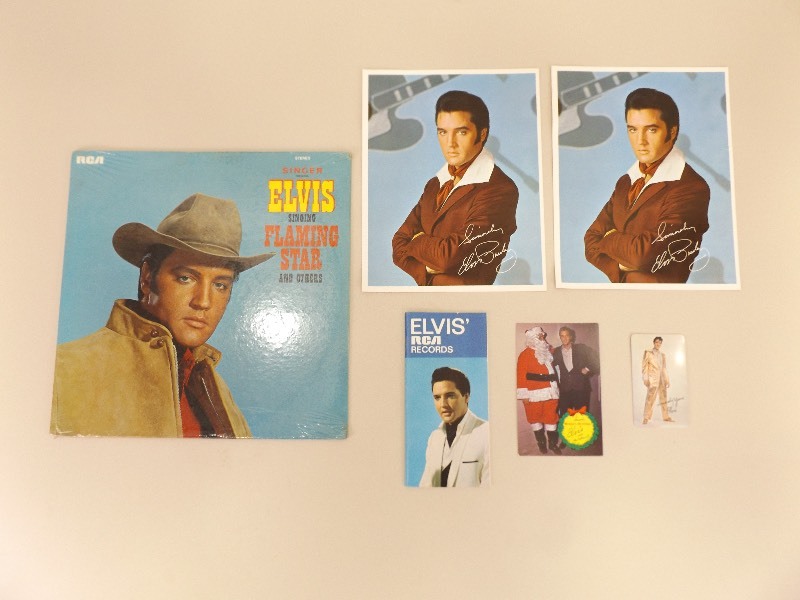 lot 9 image: Factory Sealed Vintage Elvis Record, Pamphlets, etc.