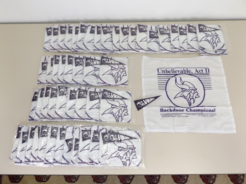 lot 35 image: Lot of 50 NEW Old Stock Vikings Hankies