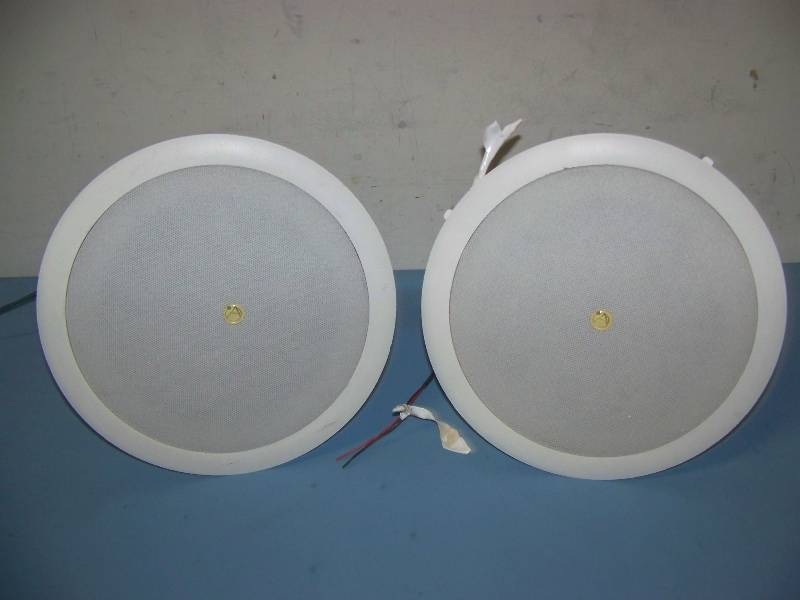 lot 43 image: (2) Atlas Sound, FAP62T, In-Ceiling Speakers with Grilles and Ceiling Tile Brackets