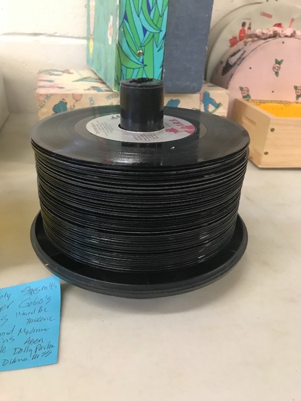 STACK OF OLD VINYL RECORDS