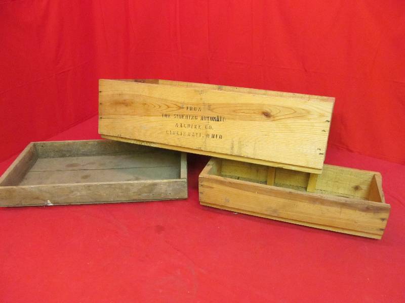 lot 124 image: 3 Vintage Wood Crates
