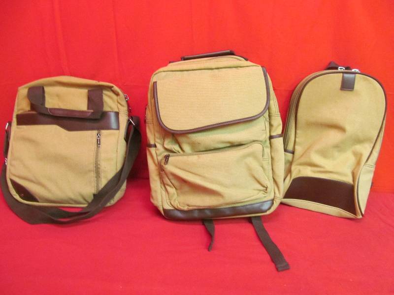 lot 150 image: Canvas Briefcase and 2 Backpacks