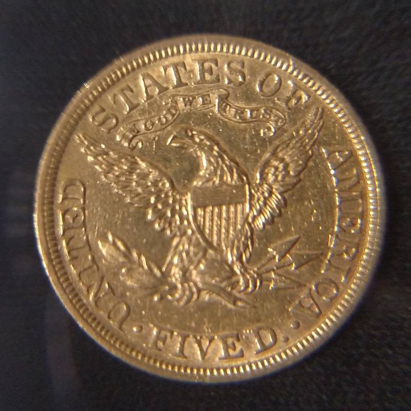 1880 Five Dollar Liberty Gold Coin...