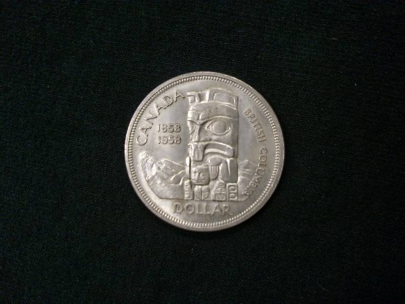 1958 Canada Silver Dollar, Totem Po...