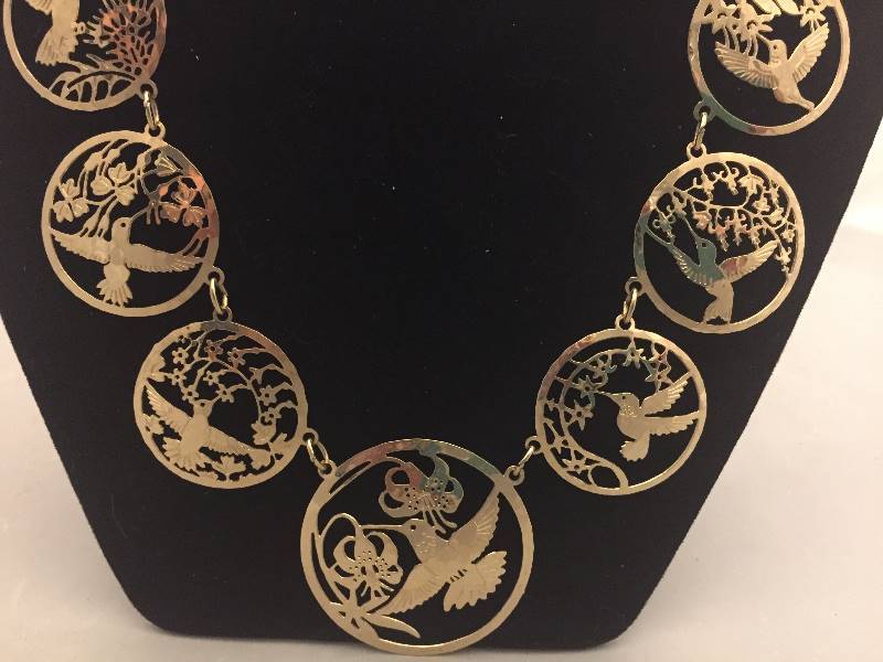 lot 17 image: WILD BRYDE Jewelry Hummingbird Necklace & Earrings