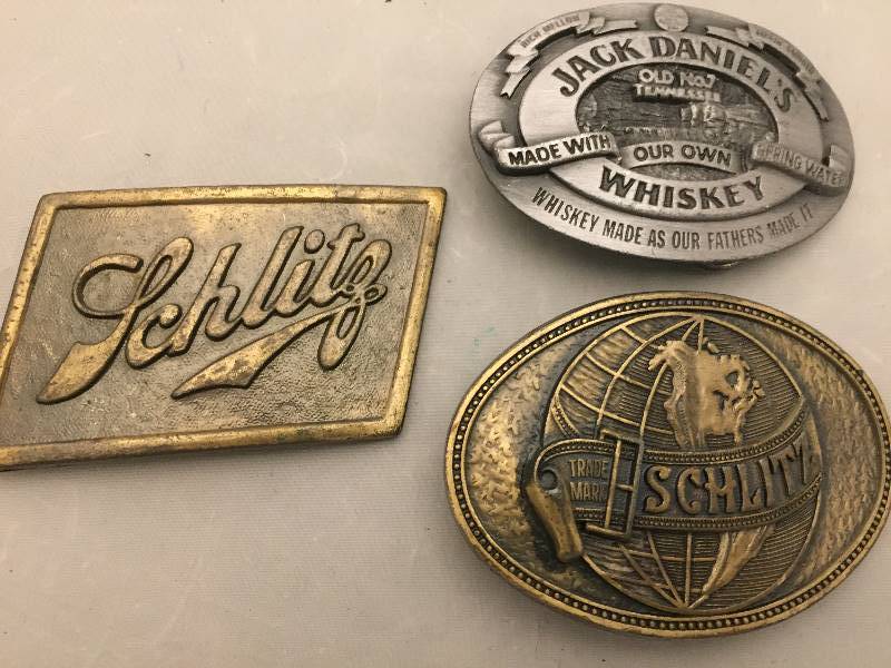 lot 96 image: Belt Buckles - Jack Daniels, Schlitz