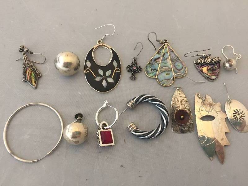 lot 159 image: Single Earrings - Acid tested as Sterling Silver