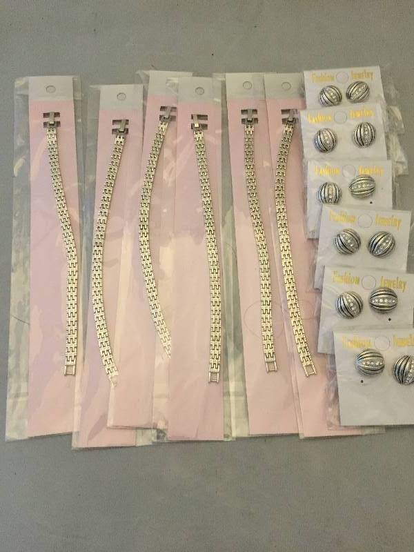 lot 58 image: 6 New Pierced Earrings & 6 New Bracelets Packaged