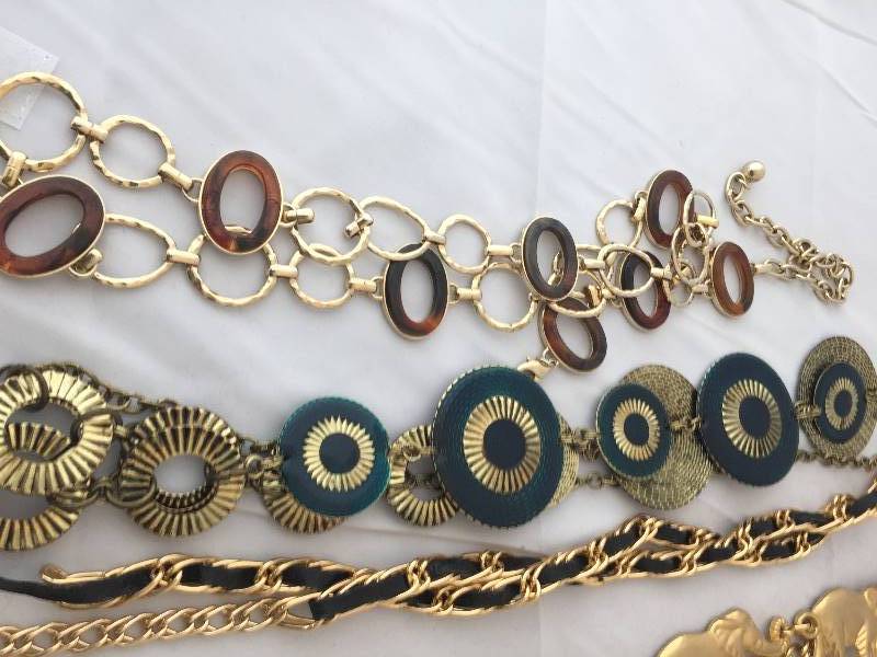 lot 111 image: 8 Goldtone Chain Metal Belts