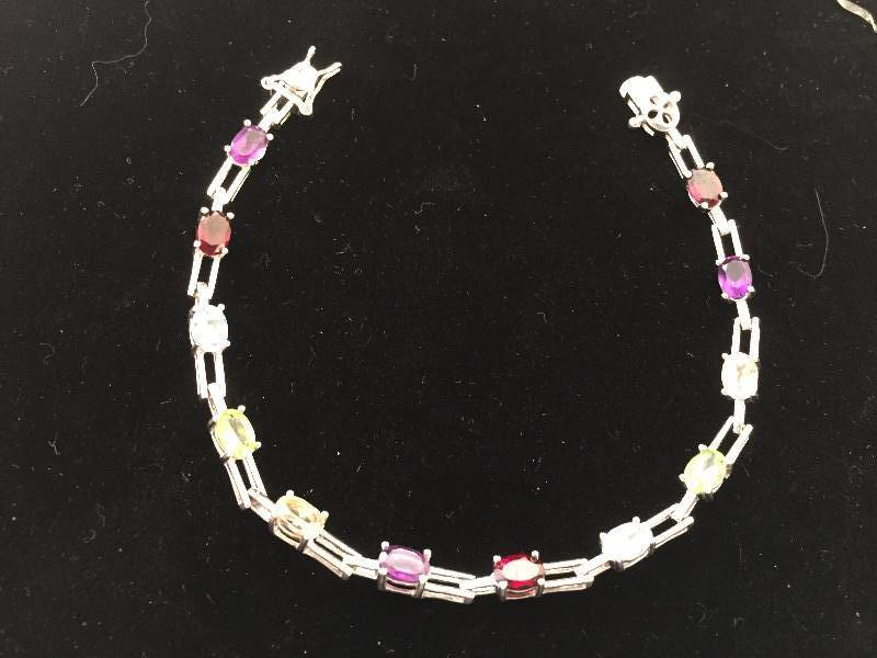lot 62 image: Sterling Silver Gemstone Bracelet