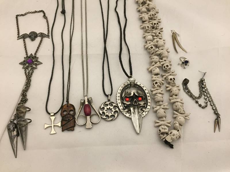 lot 109 image: Goth Jewelry - Necklaces, Rings, Earrings, Bracelet