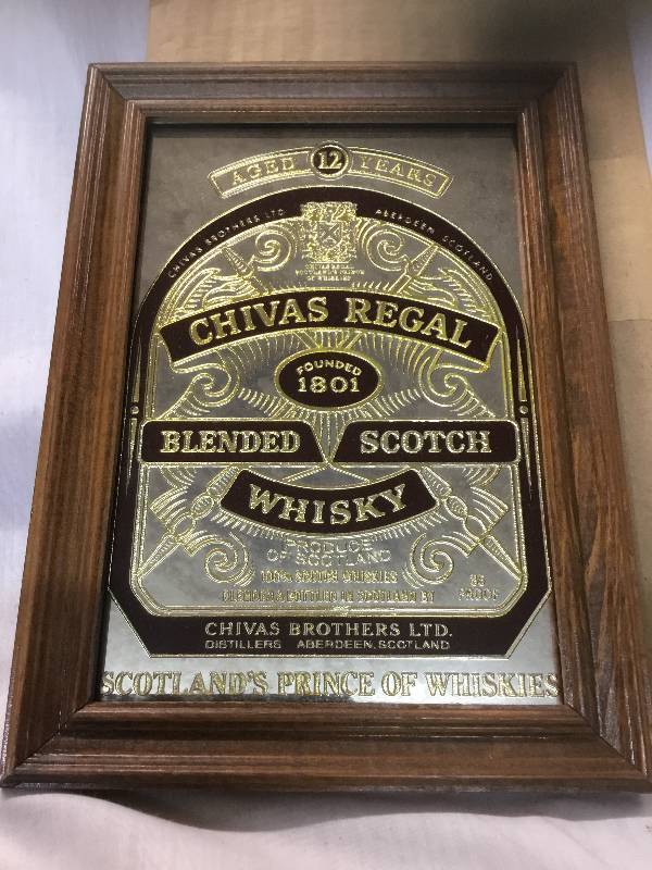 lot 18 image: New - Antique - Chivas Regal Blended Scotch Whisky Mirror