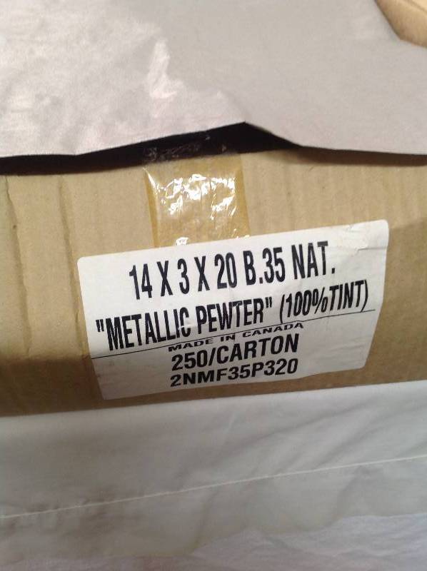 lot 48 image: Navy Pinstripe Bags - 6 boxes and an open box and one partial metallic box