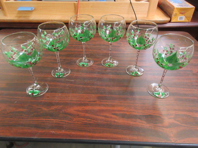 lot 317 image: VON MAUR HAND PAINTED GOBLETS