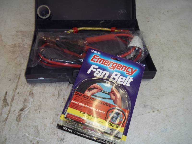 Jumper Cables with case and Fan belt