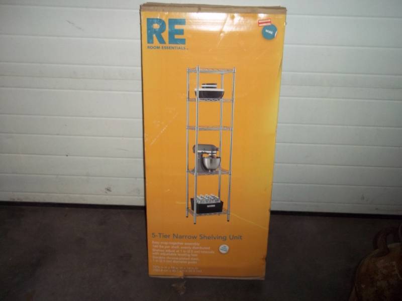 5 Tier Narrow Shelving Unit in box