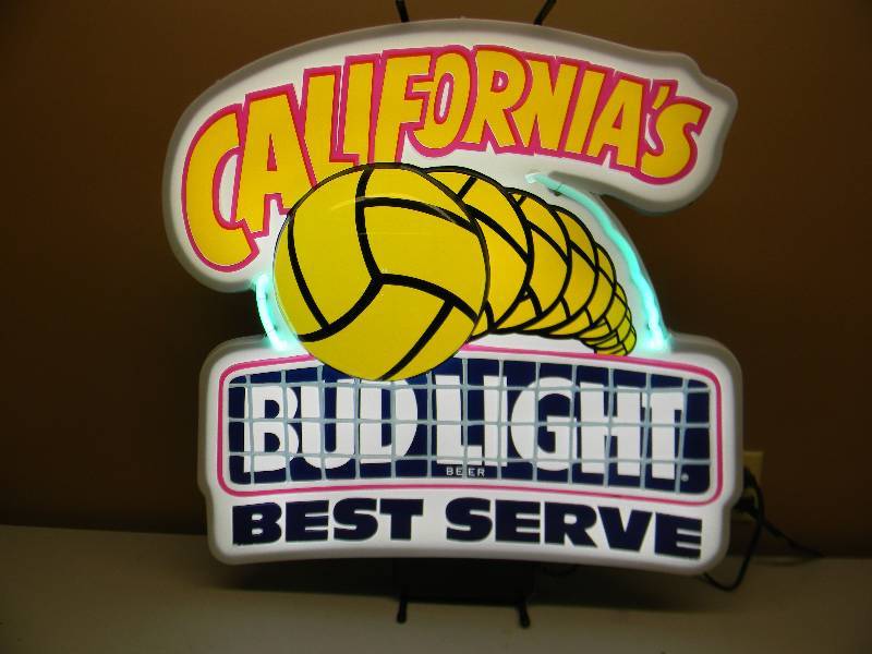 lot 6 image: RARE RARE RARE BUD LIGHT VOLLEYBALL NEON BAR LIGHT - APPROX 27 BY 32 - SEE PICTURES
