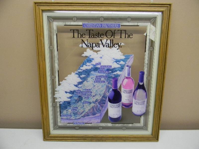 lot 25 image: VINTAGE & RARE CHRISTIAN BROTHERS, THE TASTE OF NAPA VALLEY BAR SIGN MIRROR - APPROX 17 BY 19 - SEE PICTURES