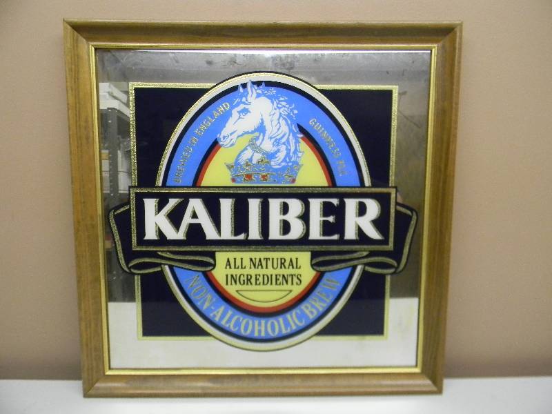 lot 27 image: 1997 Guinness Kaliber Non-Alcoholic Brew Ad BAR SIGN  MIRROR - ENGLAND - APPROX 21 BY 21 - SEE PICTURES