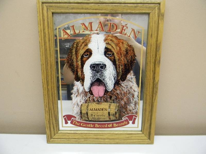 lot 28 image: Vintage Original Almaden Brandy Mirror Saint Bernard (Rare) - APPROX 11 BY 14 - SEE PICTURES