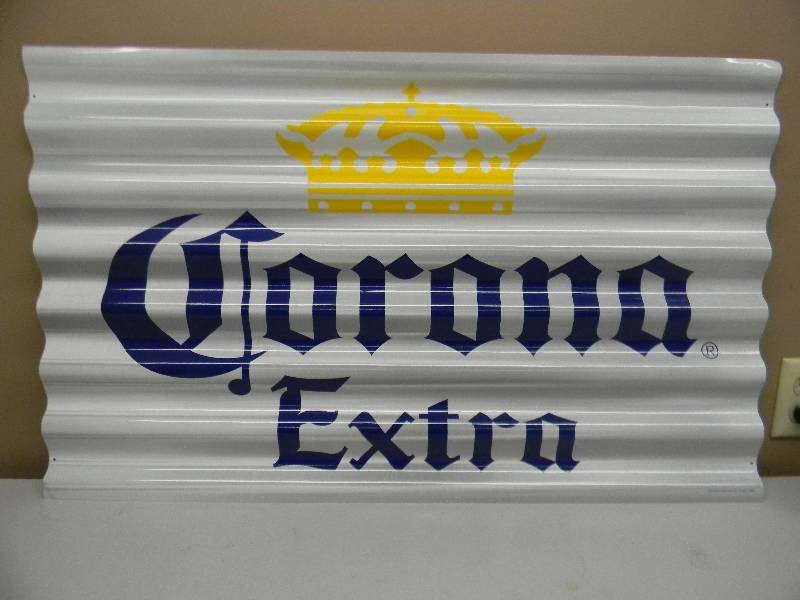 lot 31 image: NOS CORONA EXTRA CORRUGATED BAR SIGN - NICE - APPROX 36 BY 22 - SEE PICTURES