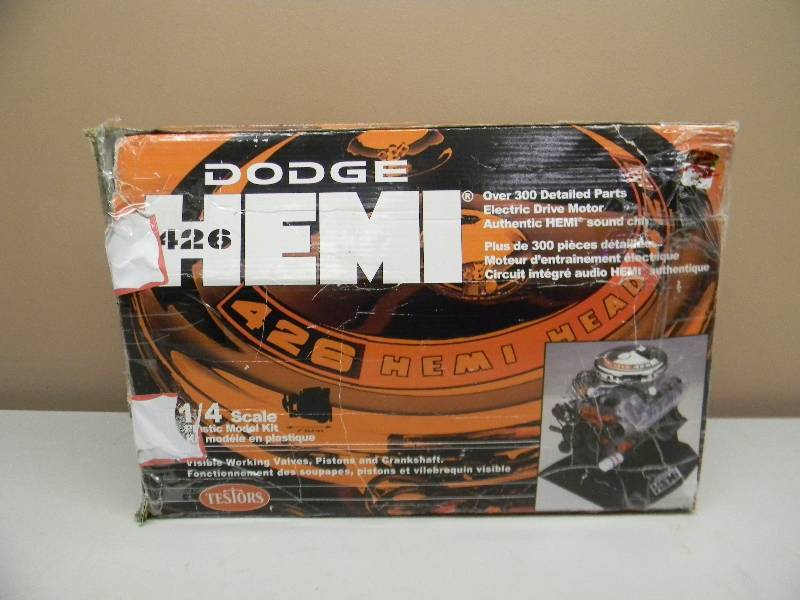 lot 35 image: Testors Dodge Hemi 426 14 Scale Model - New in Opened Box - Parts in Plastic, All parts are in box - Operable - Very Very Cool Piece - SEE PICTURES
