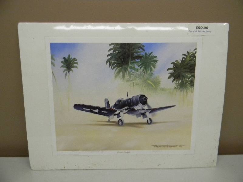 lot 42 image: VINTAGE ART - CORSAIR PREFLIGHT BY MARCUS STEWART, 55 OF 400 WITH COA - APPROX 18 BY 14 - SEE PICTURES